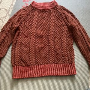 LLBean Signature Women's Cotton Fisherman Sweater - Small Maroon & Brick Red